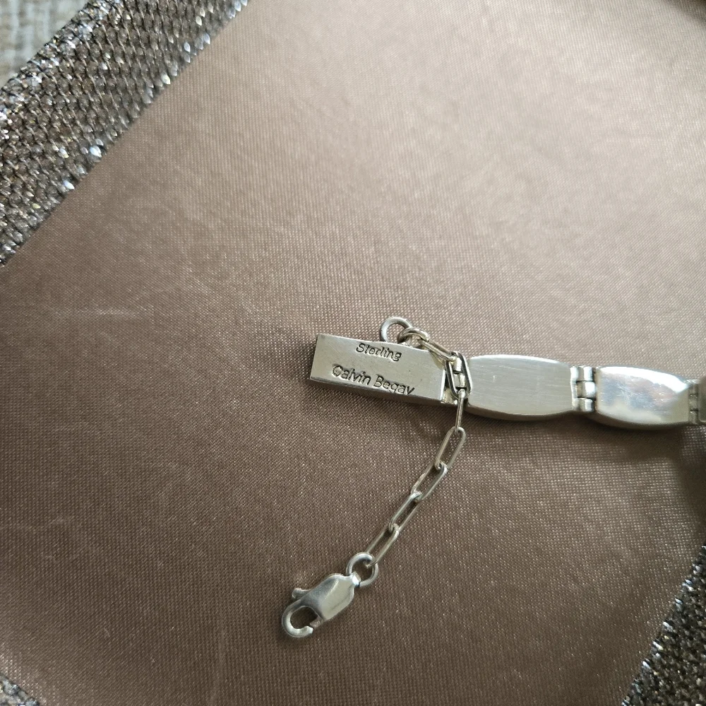 Vintage Navajo Calvin Begay Sterling Opal Bracelet - Picture 11 of 12